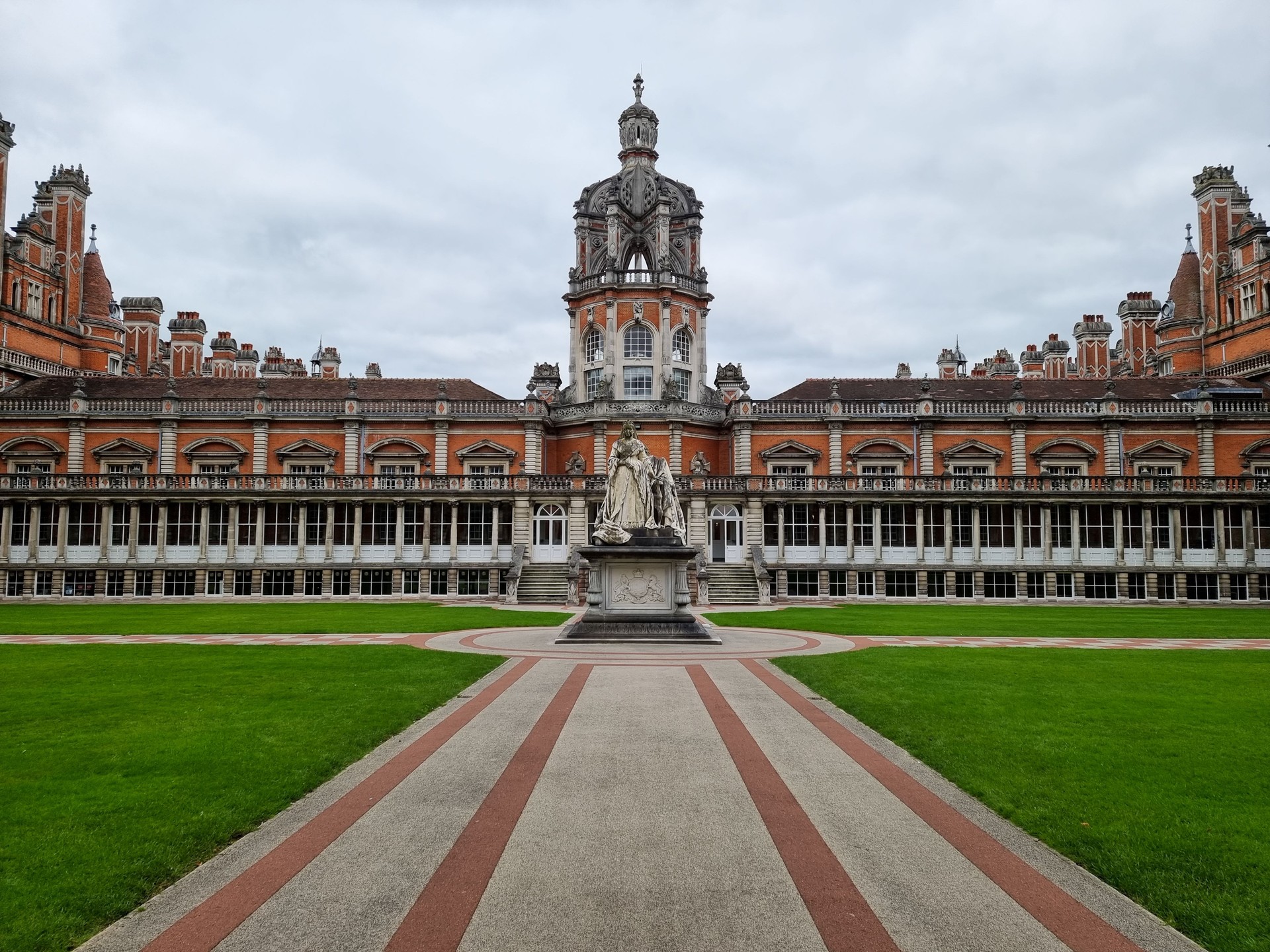 Cloudy and gloomy sky over the Royal Holloway, University of London Egham, UK